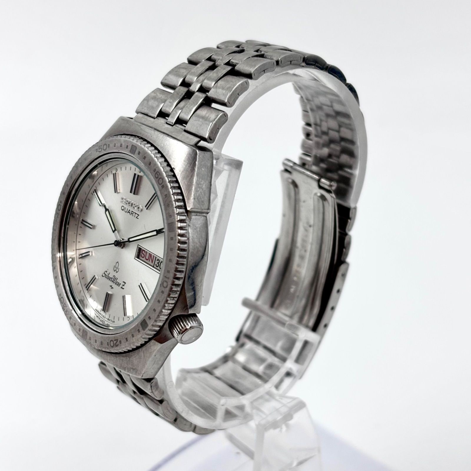 SEIKO Silver Wave Z Diver Style Quartz Watch Silver Dial 1970’s Used Japan