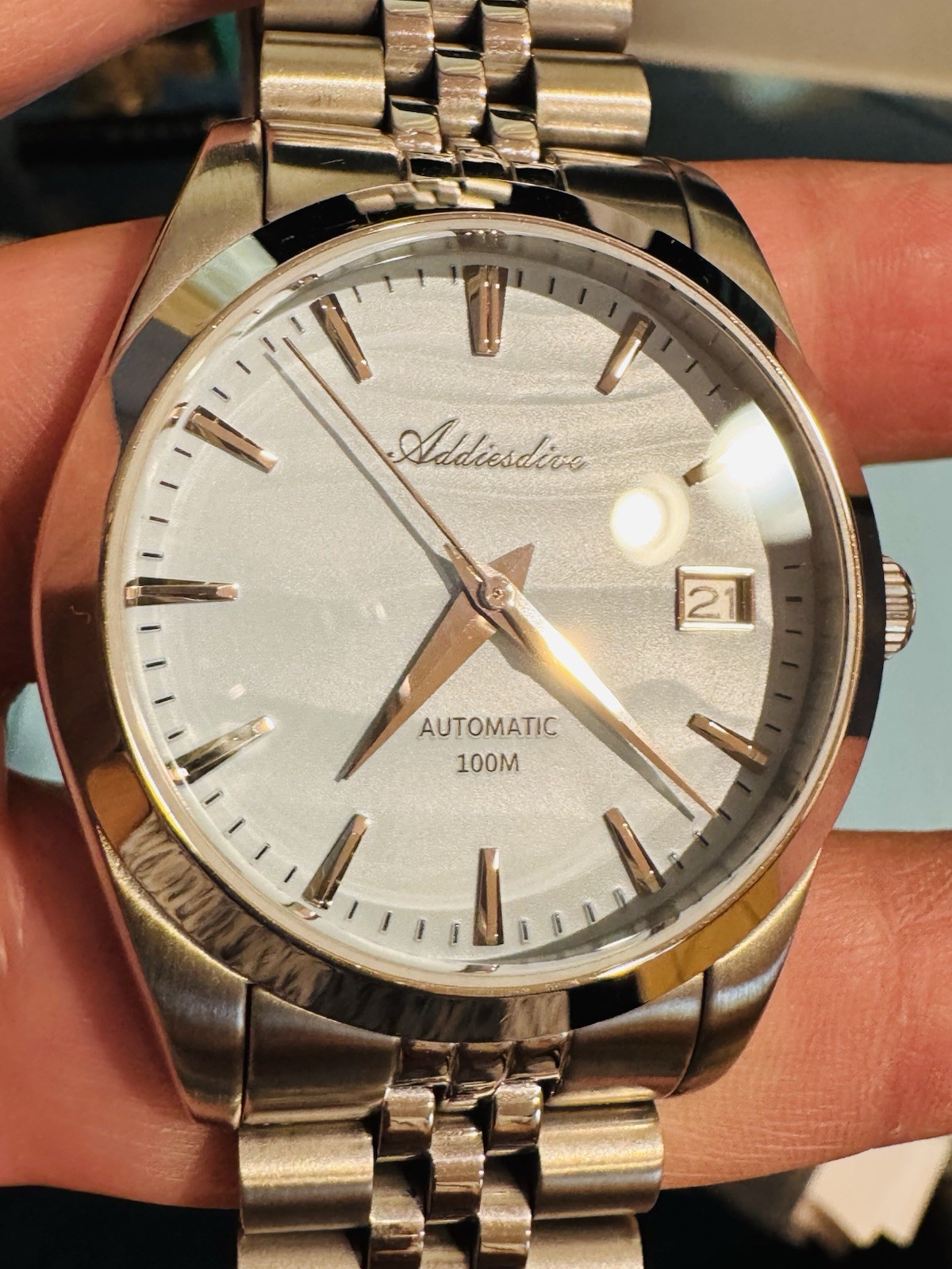 Addiesdive 39mm Automatic NH35 Sand Dial Sapphire Crystal Men’s Watch Jubilee