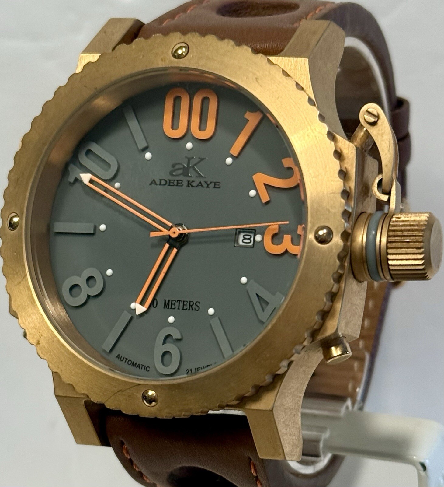 53mm Auto BIG FACE | Rosetone Case | Gray Dial | Orange Accents ADEE KAYE Watch