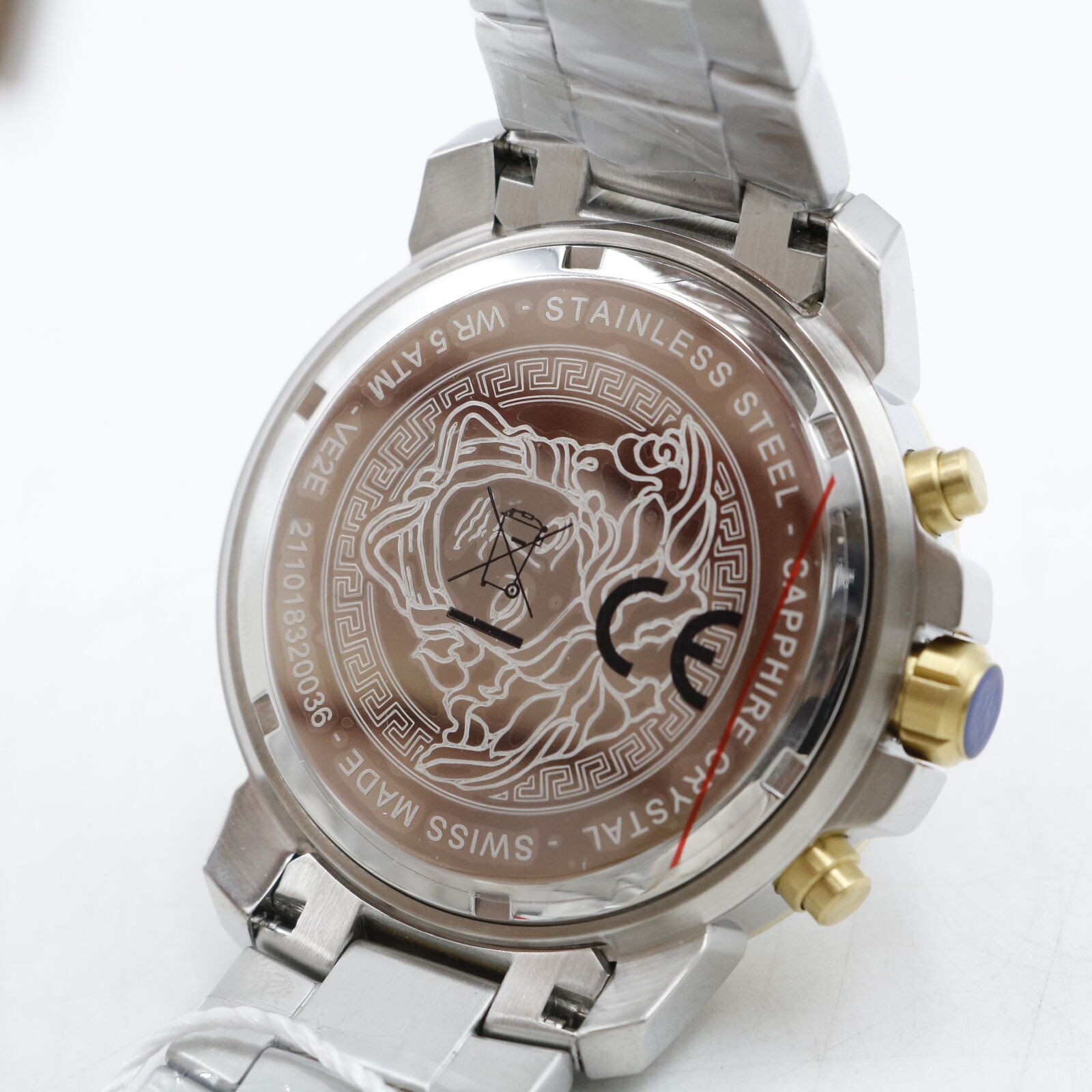 Versace VE2E00421 New Chrono green silver gold Stainless Steel Men’s Watch NEW