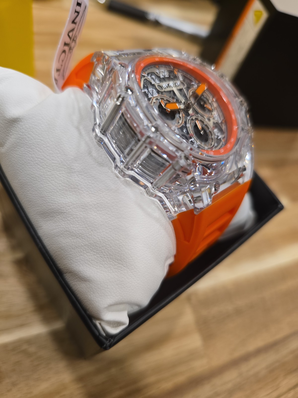 Invicta Racing Vaulthan Men’s Watch 69679 44mm Clear/Orange Band New!!