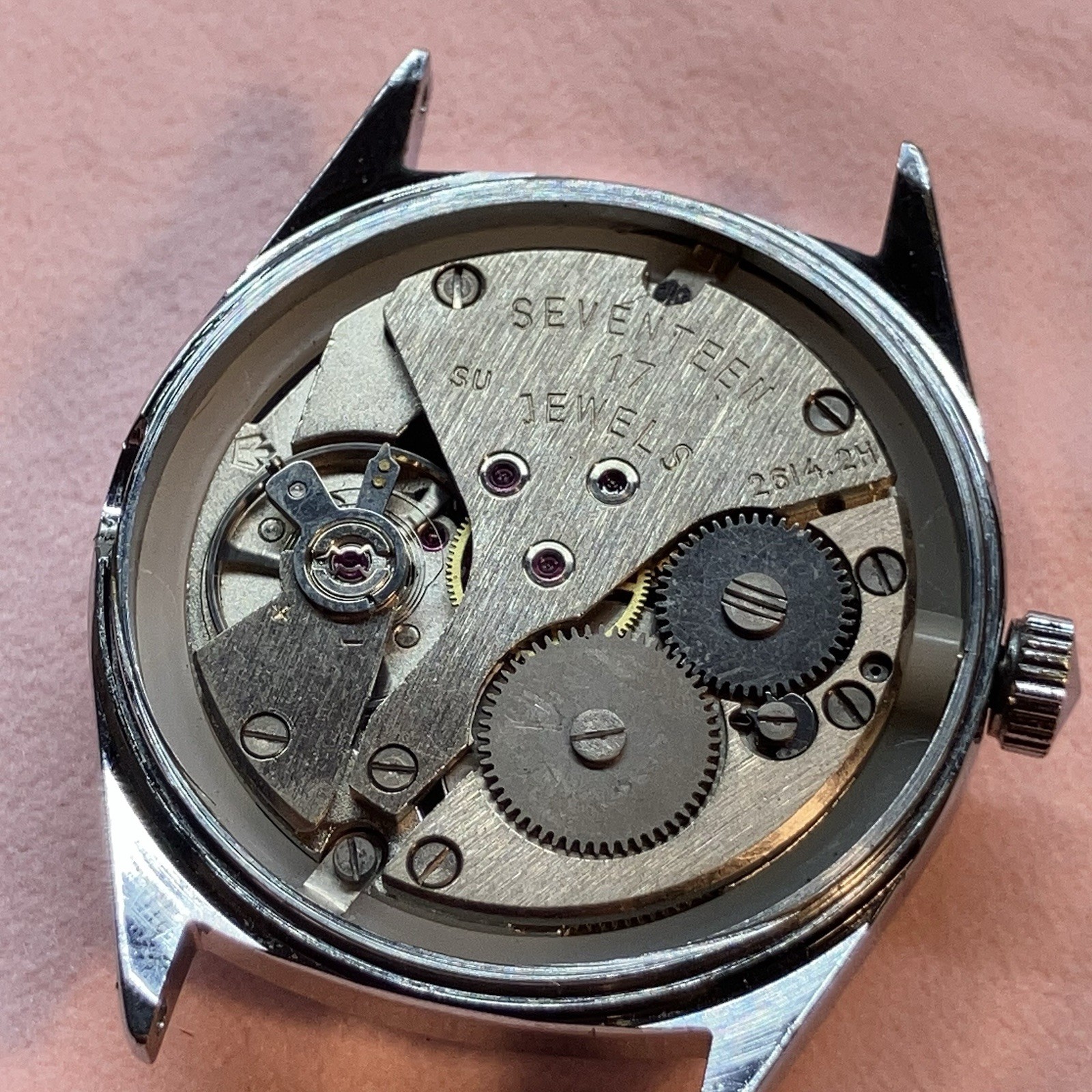 Poljot 17J Cushion Watch With Date – Russian Soviet Watch Manual Wind ~Engraved~