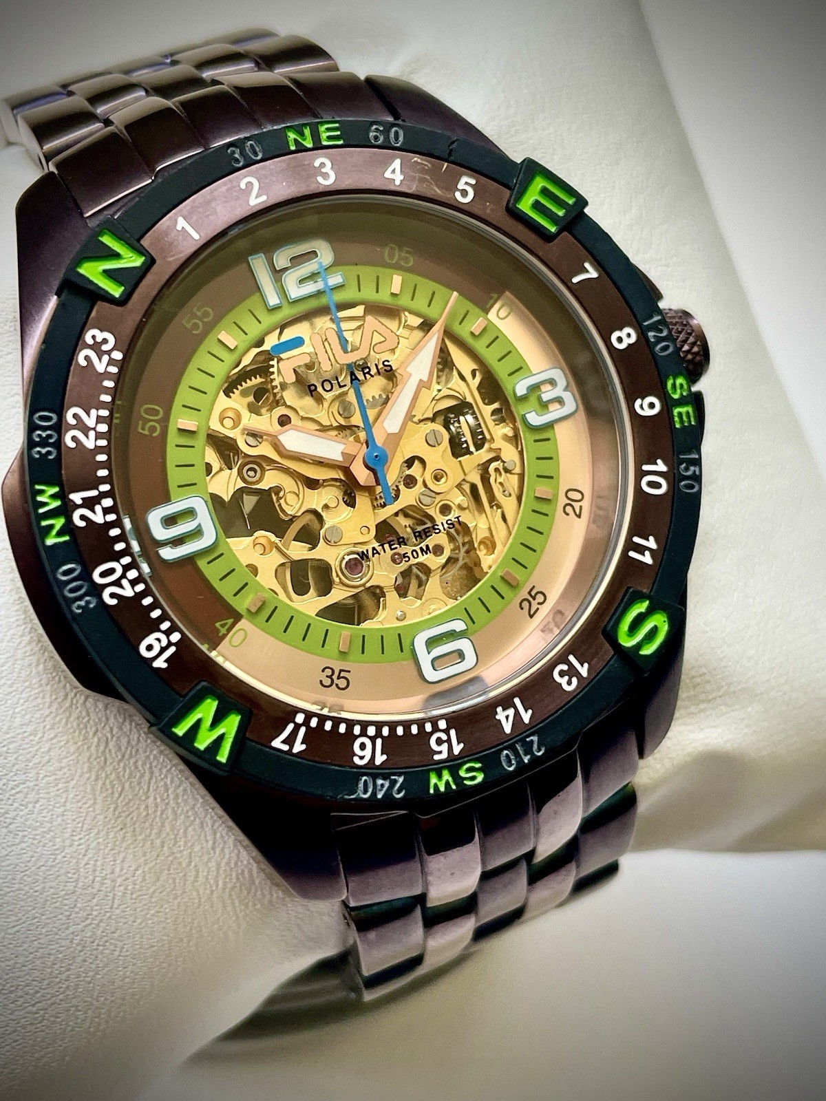 Fila Polaris Automatic Skeleton Men’s Watch – Rotate Bzl- Exihibition – Running!