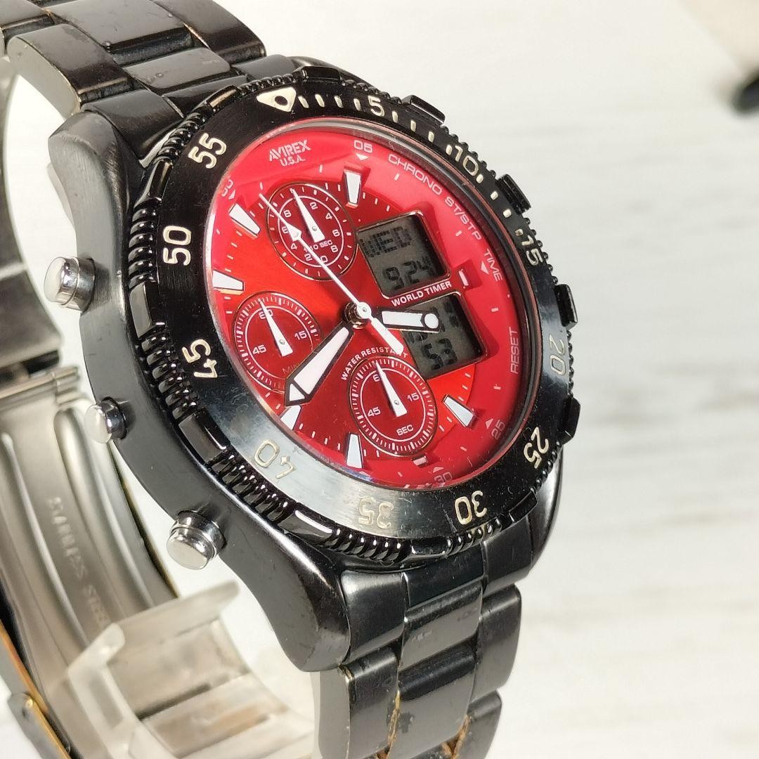 Avirex USA Ana-Digi AVX-DA7 Chronograph Quartz Military Watch Used