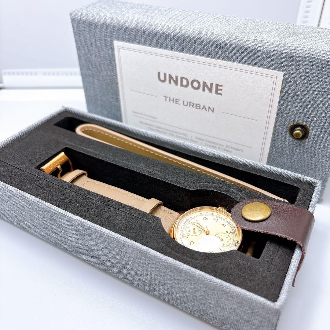 UNDONE 316L Quartz Stainless Steel 33mm Ivory Dial Beige Strap