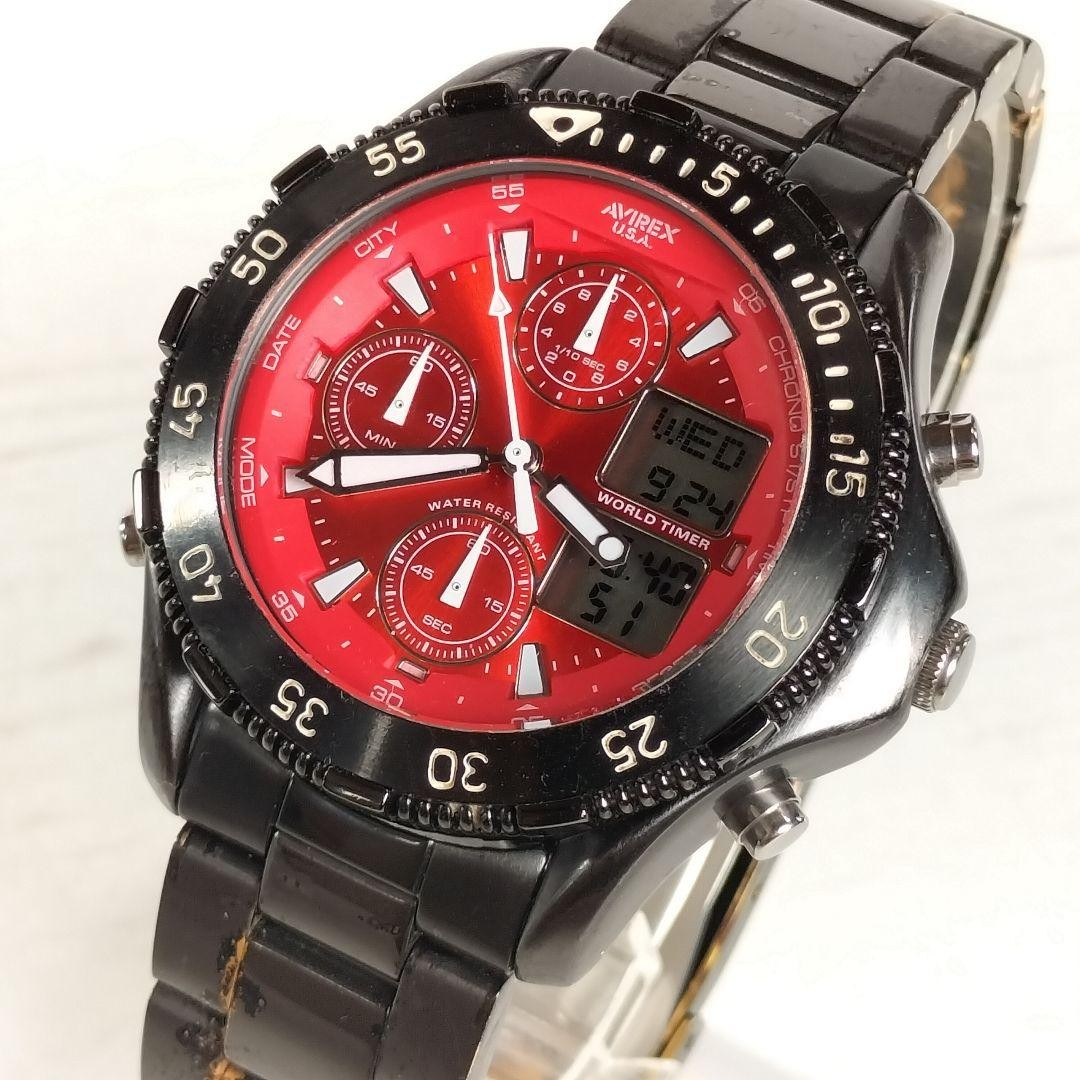 Avirex USA Ana-Digi AVX-DA7 Chronograph Quartz Military Watch Used