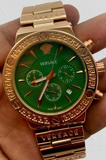 Beautiful Versace Greca Chronograph-Date Green Dial Quartz Men’s Wristwatch