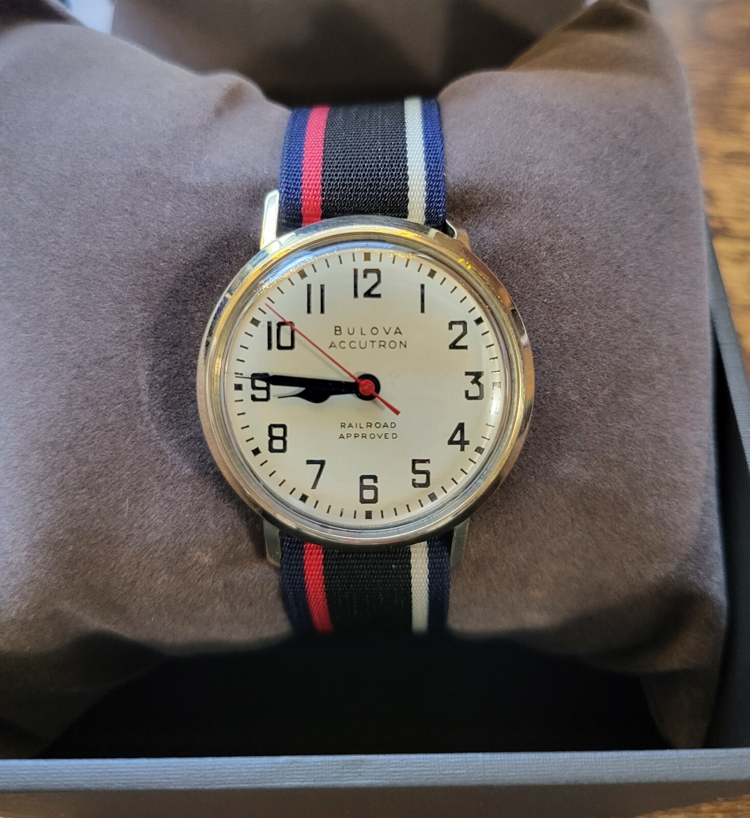 Bulova Accutron 214 10K Gold & Stainless White Dial With Black/White/Red/Blue…