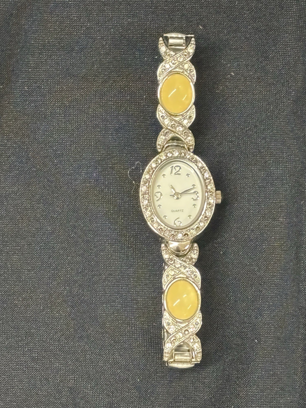 Vintage Private Label Rhinestone And Jewel Quartz Watch New Battery