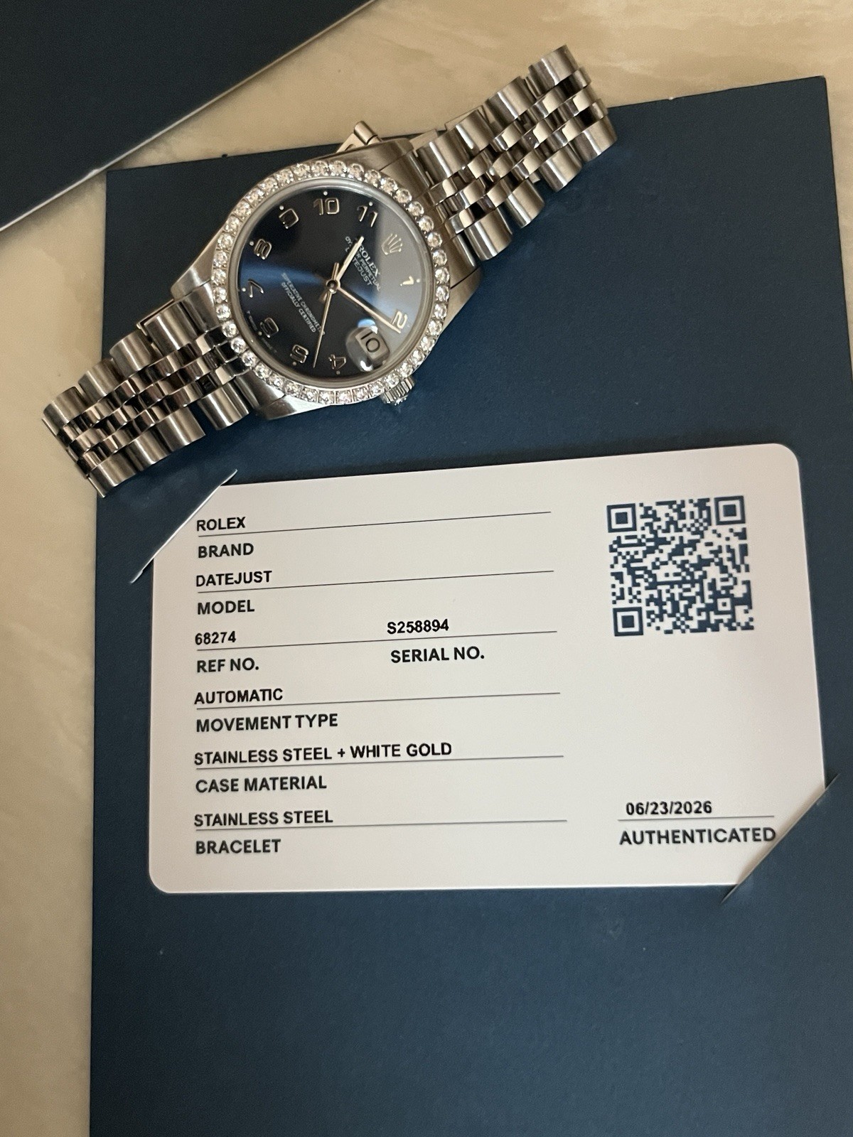 Rolex 31mm Datejust 68274 No Holes Case Authenticity Verified Polished Cleaned