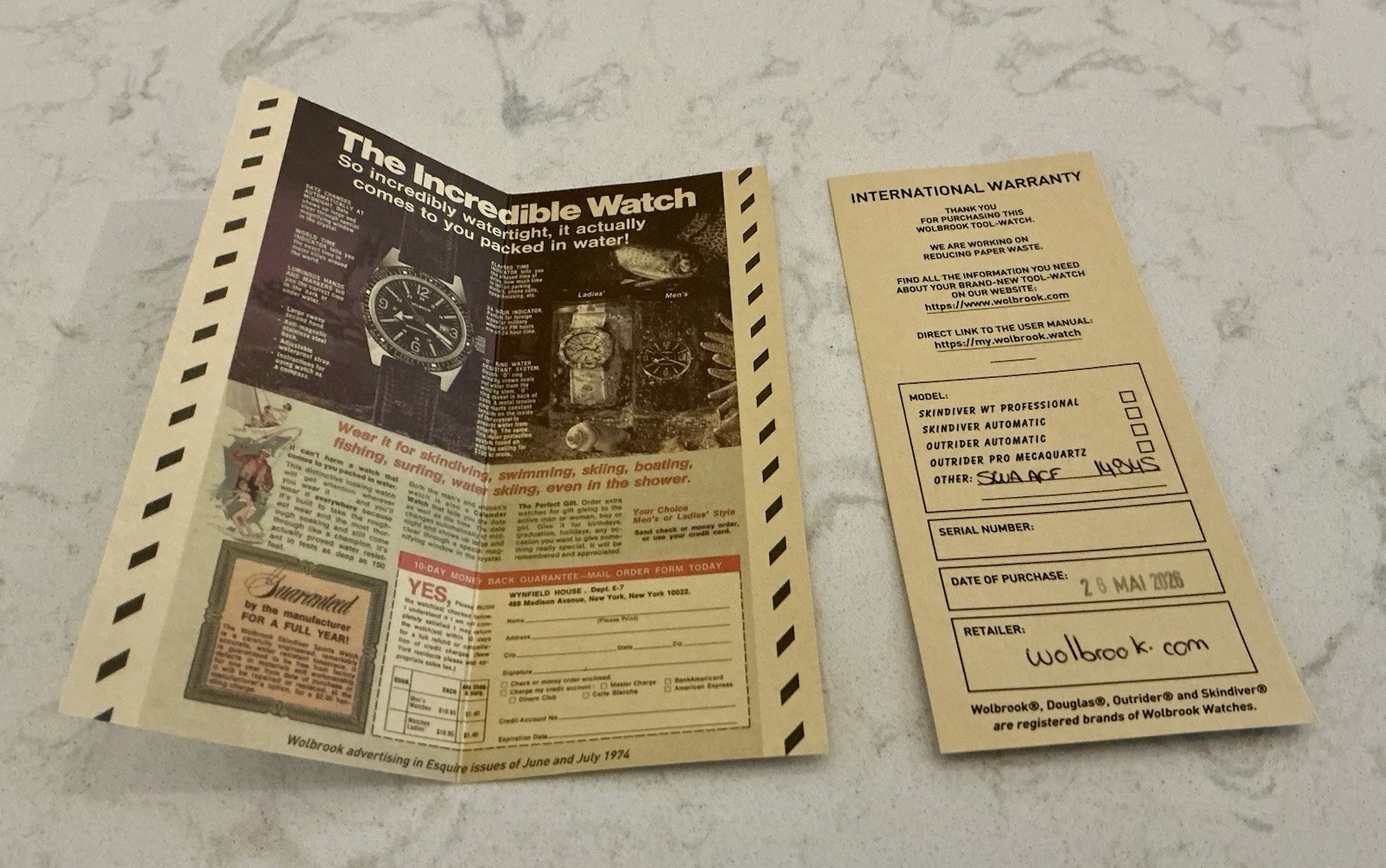 WOLBROOK SKINDIVER WT AUTOMATIC & PAN4TIMER Made In France 40mm