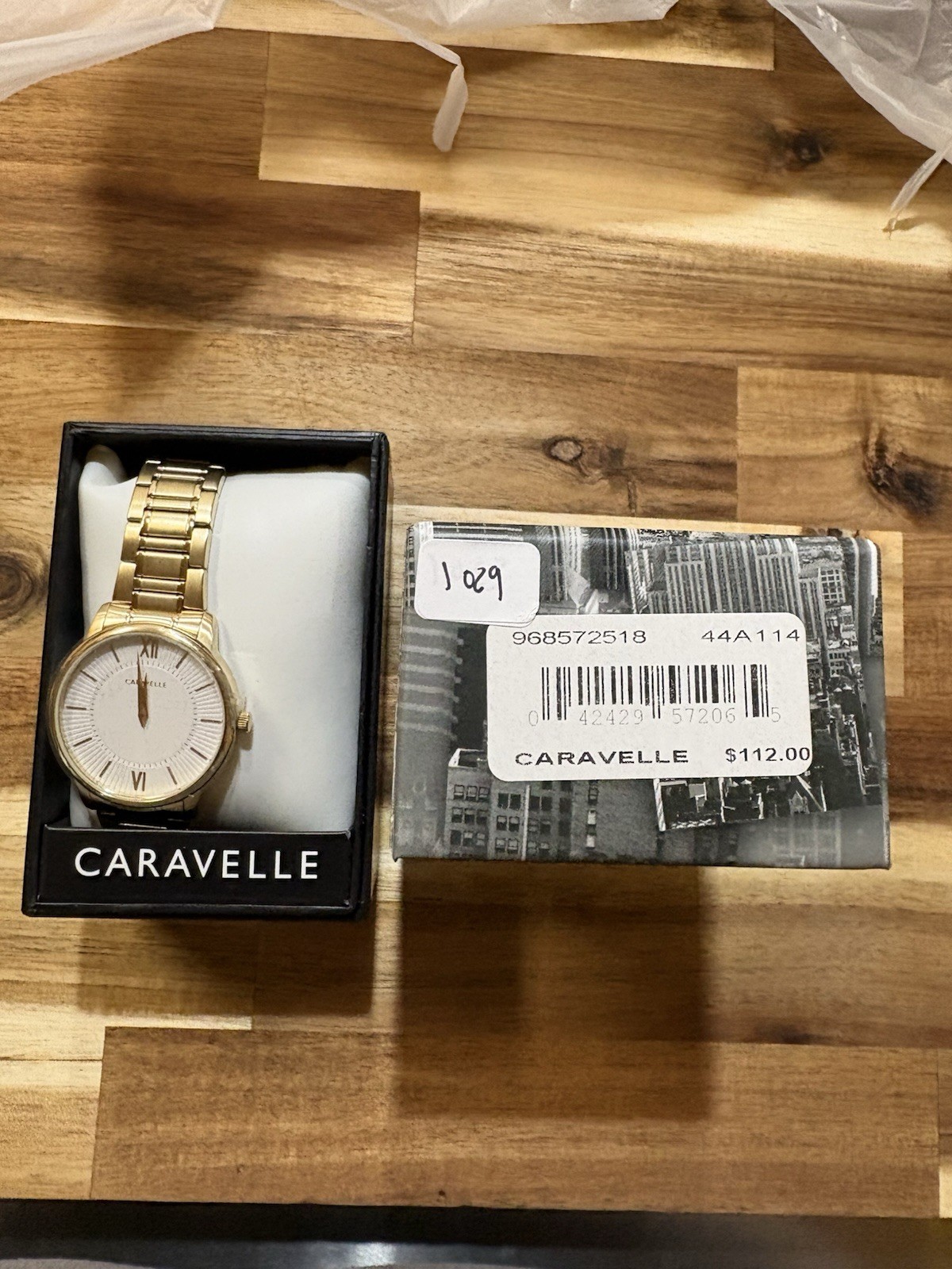 Caravelle Women’s Quartz Gold Tone Analog Roman Dial Bracelet Watch w/ Box