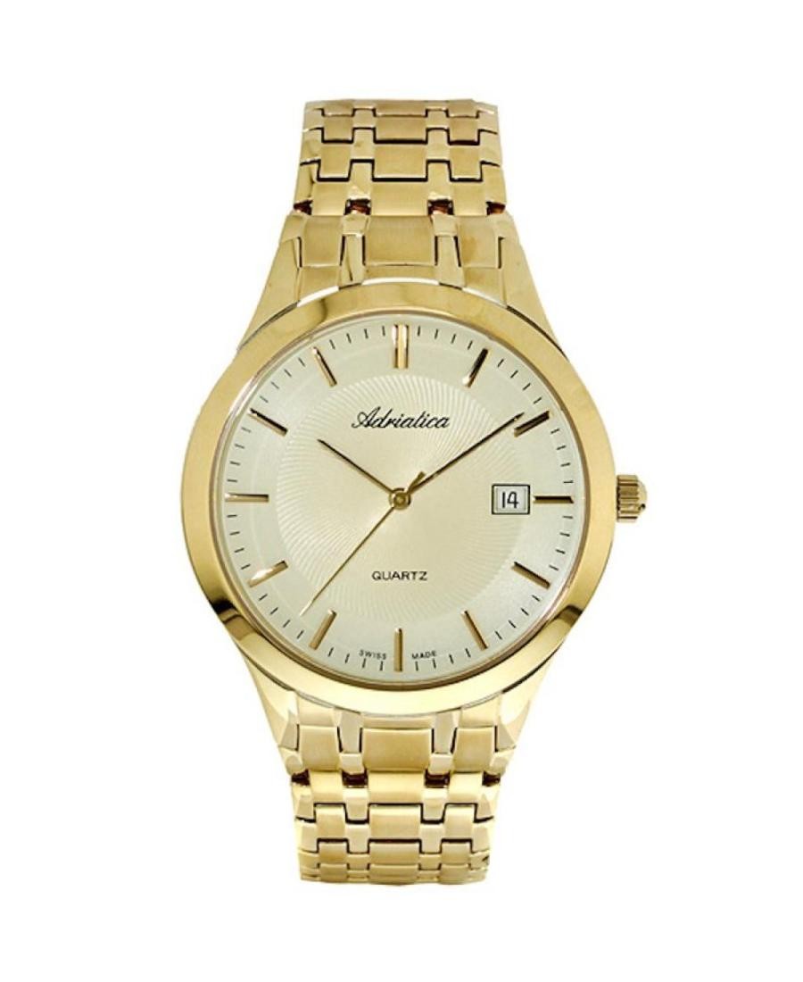 ADRIATICA Men Quartz Casual Watch Classic Dress Gold color Dial Waterproof Swiss