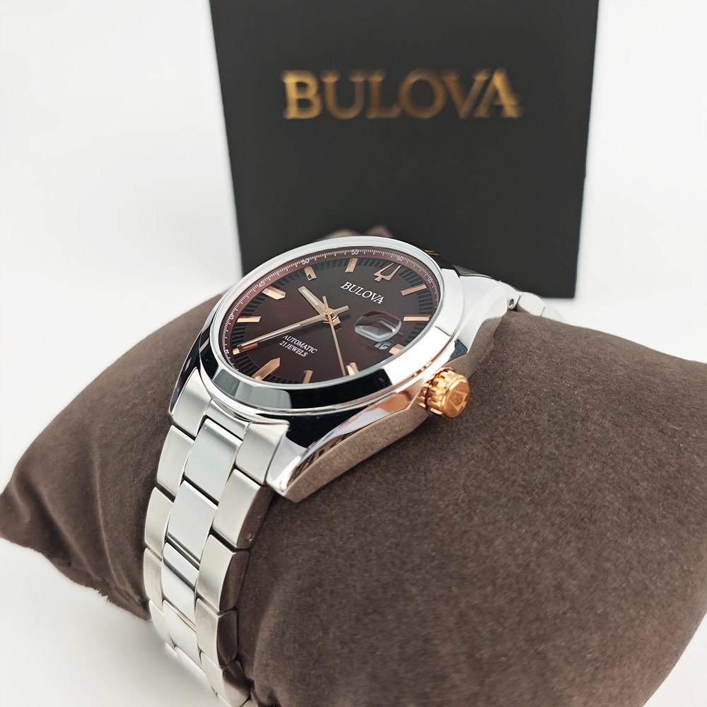 Bulova Men’s Surveyor Red Dial Automatic Stainless Steel Watch 39mm 98B422