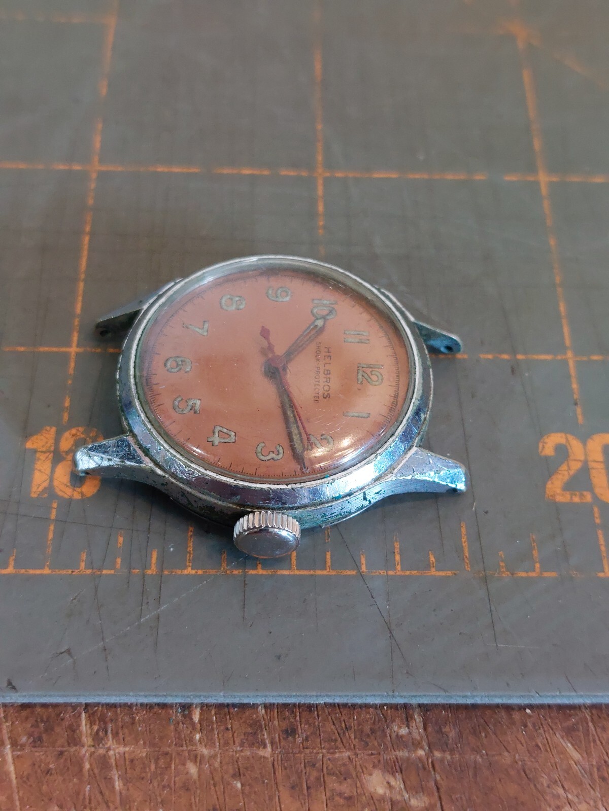 Vintage Helbros Military Watch Shock Protected Waterproof Warranted Semi Works