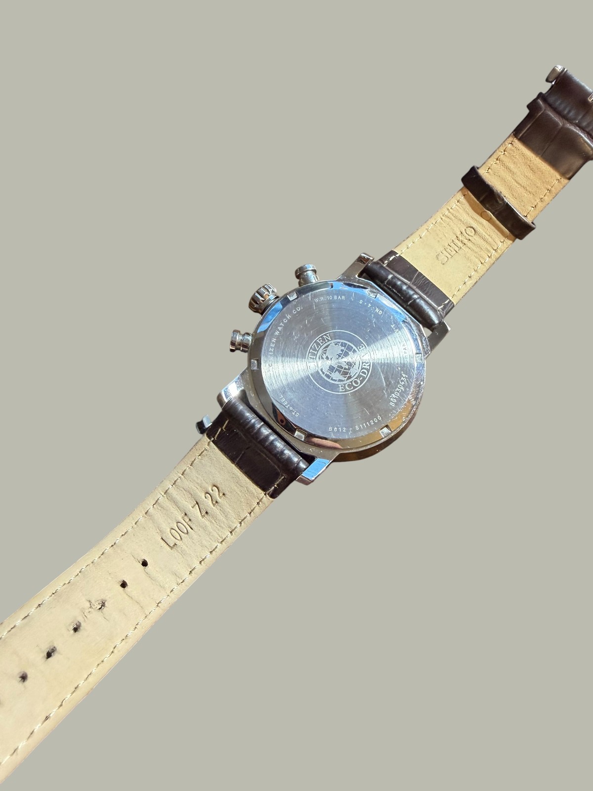 Citizen Eco-Drive Chronograph Blue Dial Brown Croc Leather Men’s Watch B612