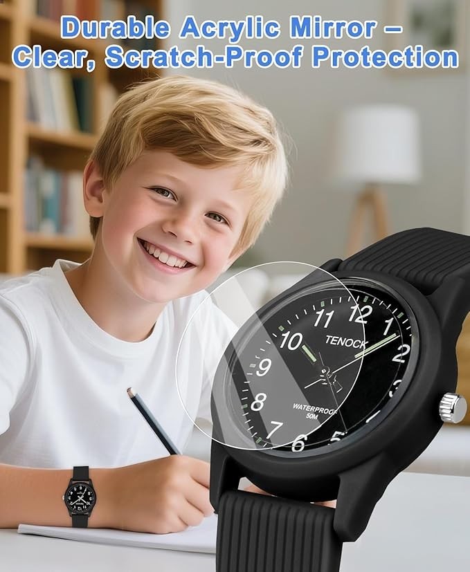 Kids Analog Watch Girls Boys Soft Band Waterproof Learning Time Age 4-12