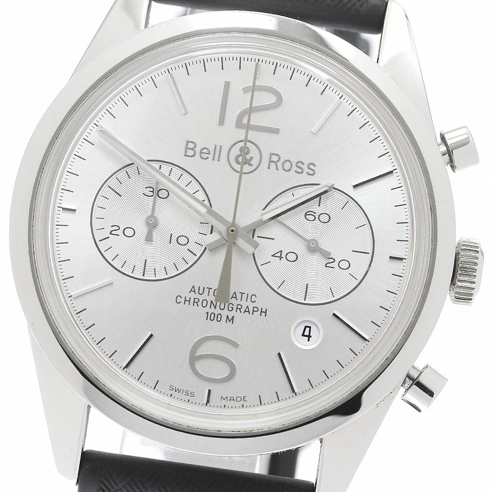 BELL&ROSS WATCH BR126-94 VINTAGE CHRONOGRAPH DATE AUTOMATIC SILVER DIAL SS MEN’S