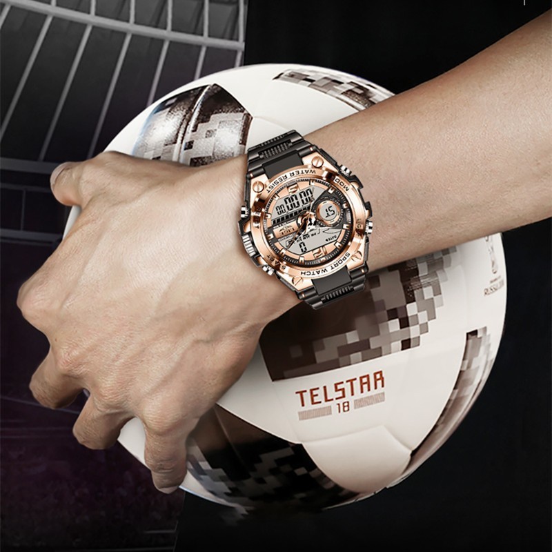 LIGE Dual Display Advanced Quartz Fashion Electronic Sports Watch 30M Waterproof