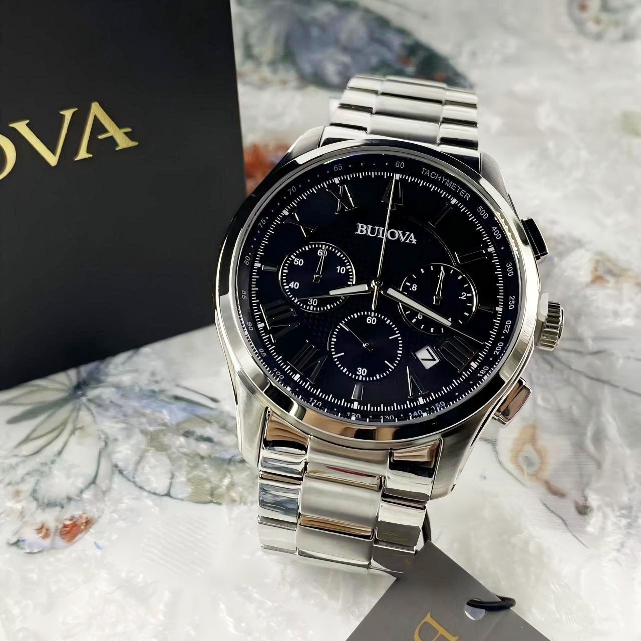 Bulova 96B288 Men’s Wilton Watch Black Dial Men’s Quartz Chronograph Watch 46 mm