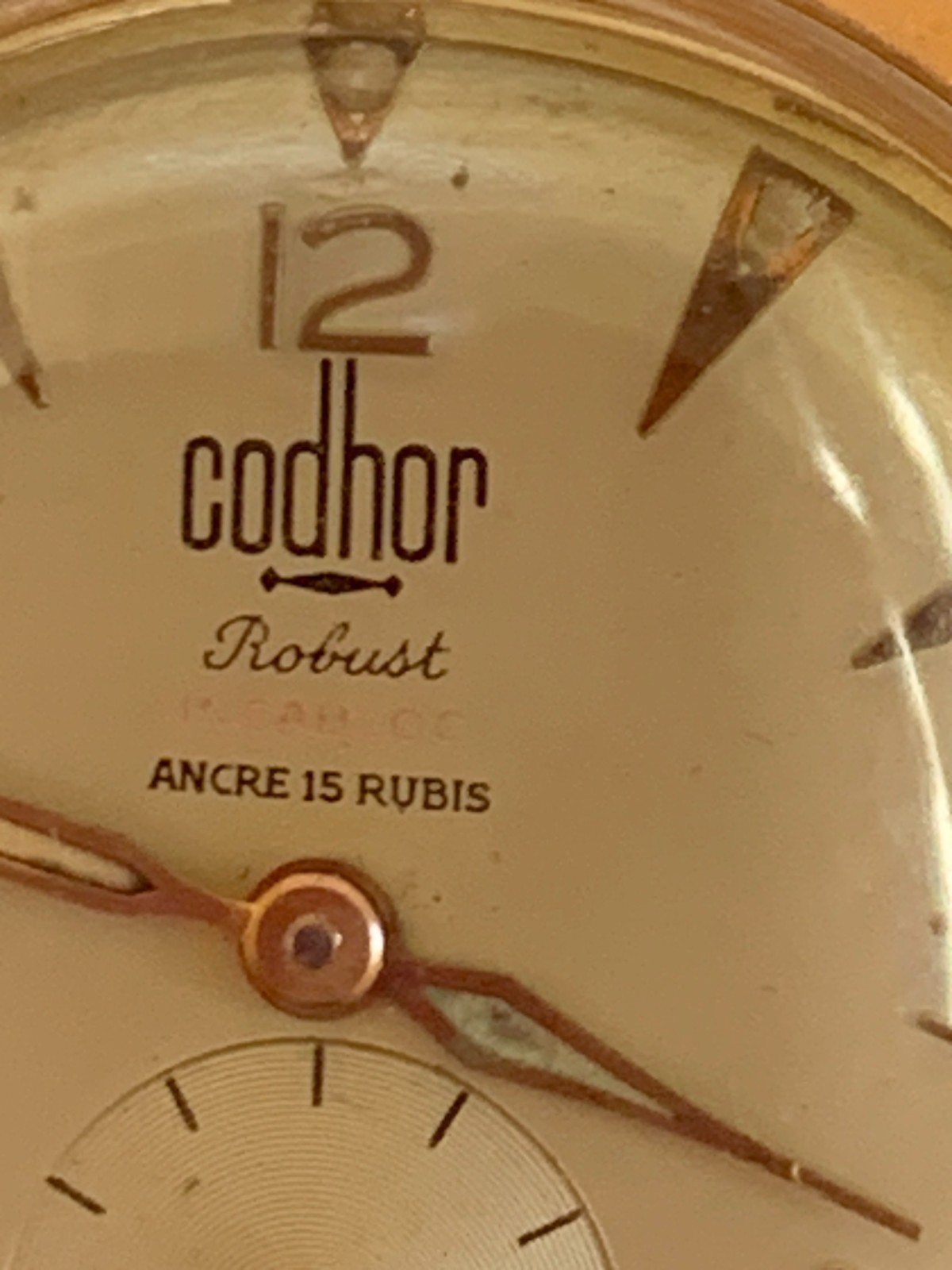 Rare Vintage Codhor Robust 15 Jewel watch Cupillard 233-60 With sub-second dial