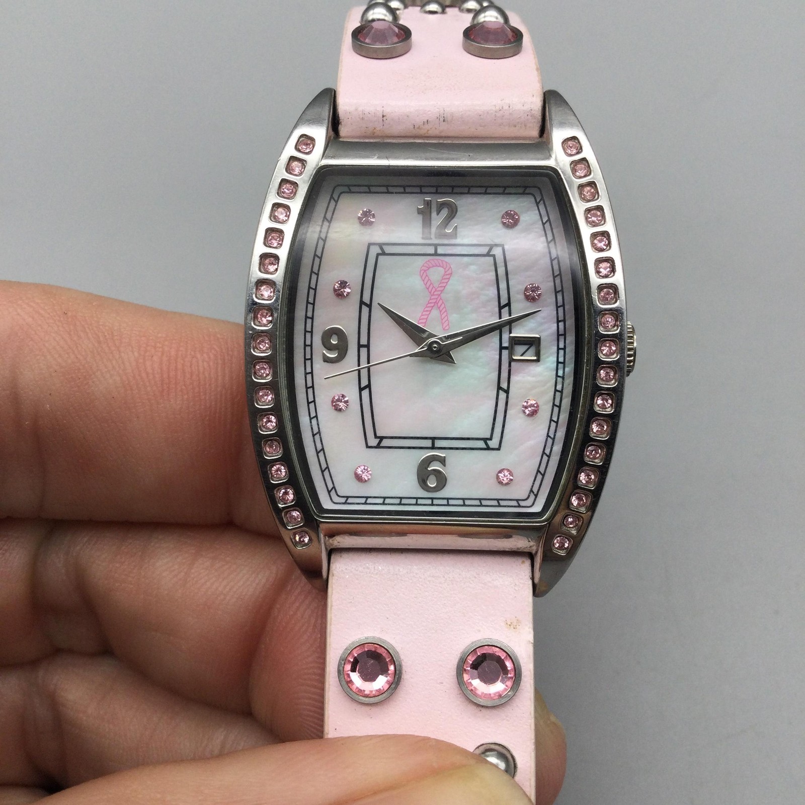 Montana Womens Watch 28mm Pink Crystals Breast Cancer Awareness New Battery