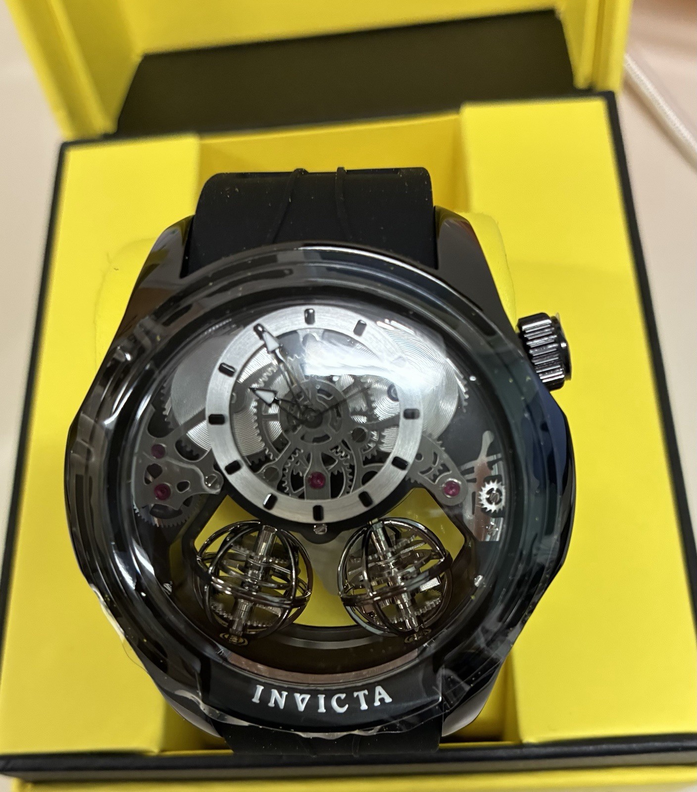 Invicta Specialty Twin-Axis Men’s Automatic Skeleton Dial 46mm Black Watch