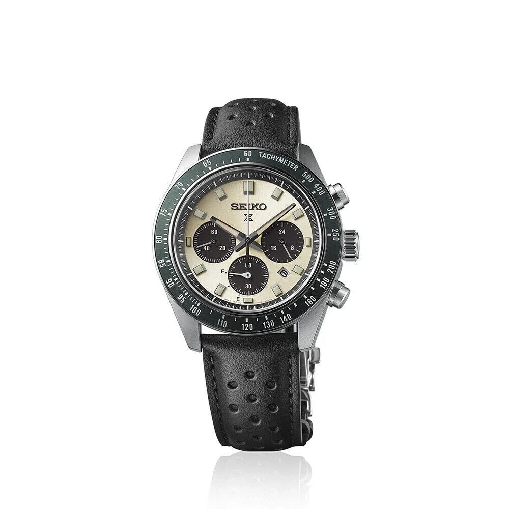 Seiko Prospex Speedtimer 41.4 MM Solar Chronograph Beige Dial Watch SSC943P1