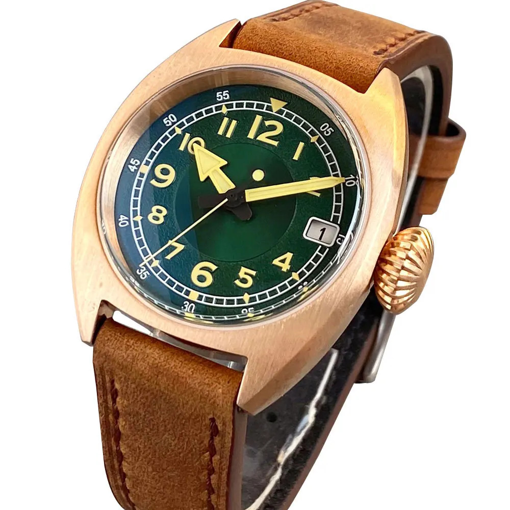 Sapphire Glass Full Solid CnSu8 Bronze Automatic Men Watches For Japan NH35 36mm