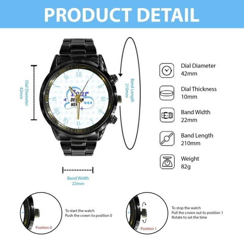 Custom Name Cincinnati Football Team Bengalss Men Black Stainless Steel Watch