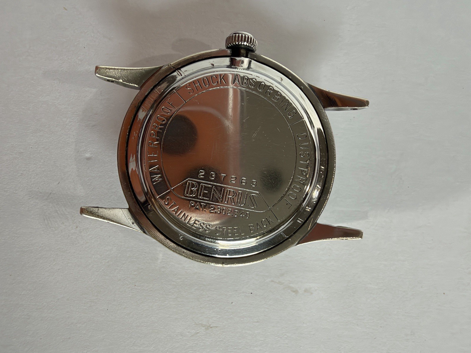 Benrus Dial-O-Rama Manual Wind Shock & Water Resistant White Dial SS Watch