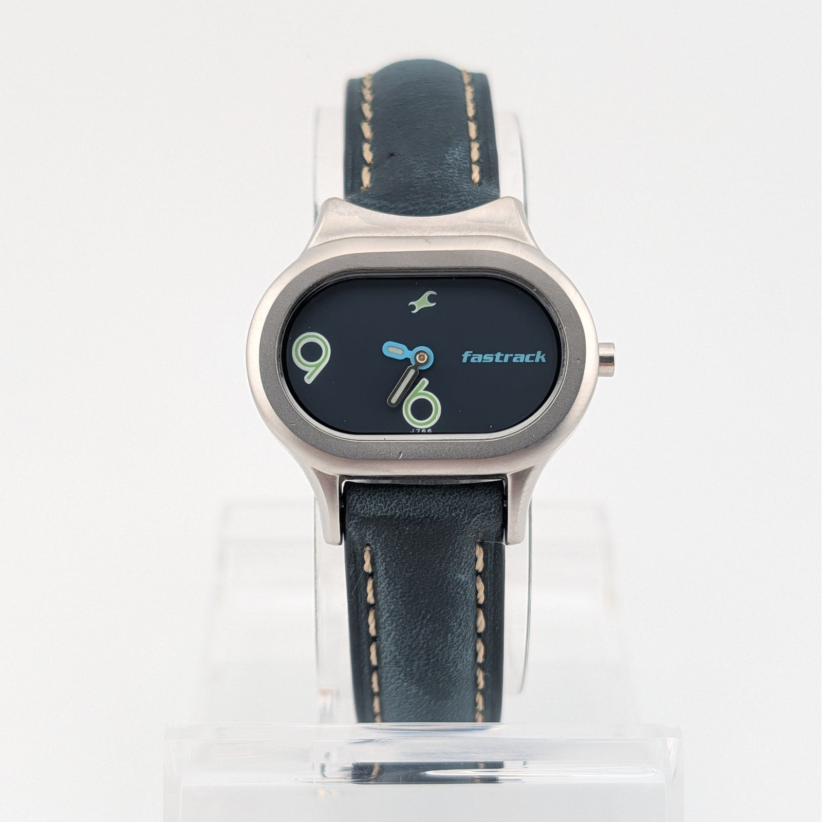 Fastrack Blue Minimalist Oval Watch Y2K Futuristic Art Dial India 30mm