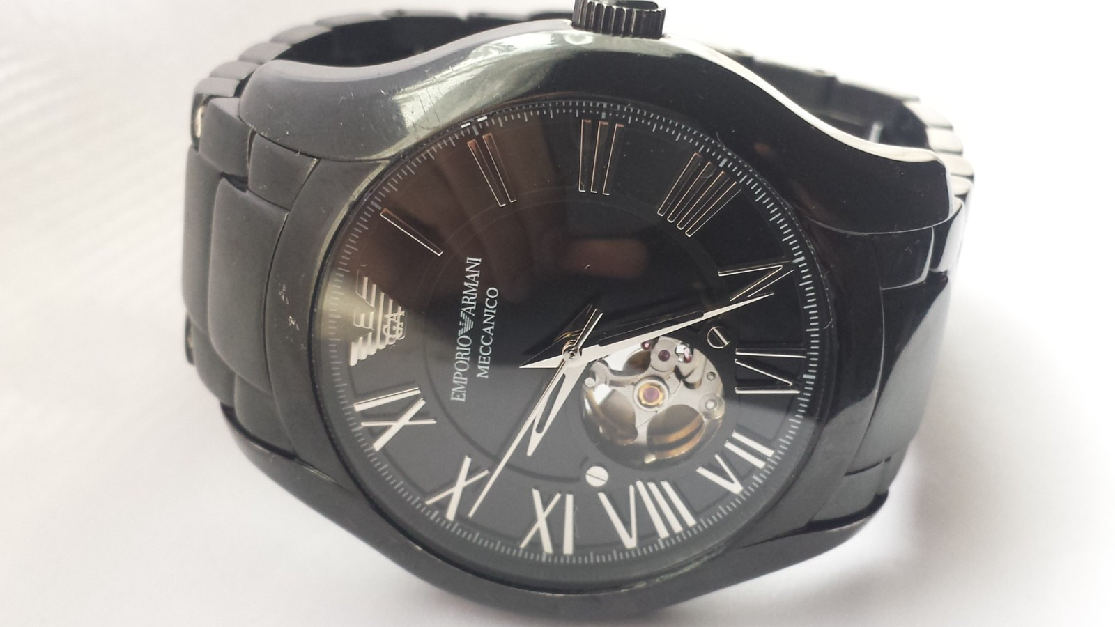 MENS EMPORIO ARMANI AR60014 Ceramic Meccanico Automatic Watch Boxed