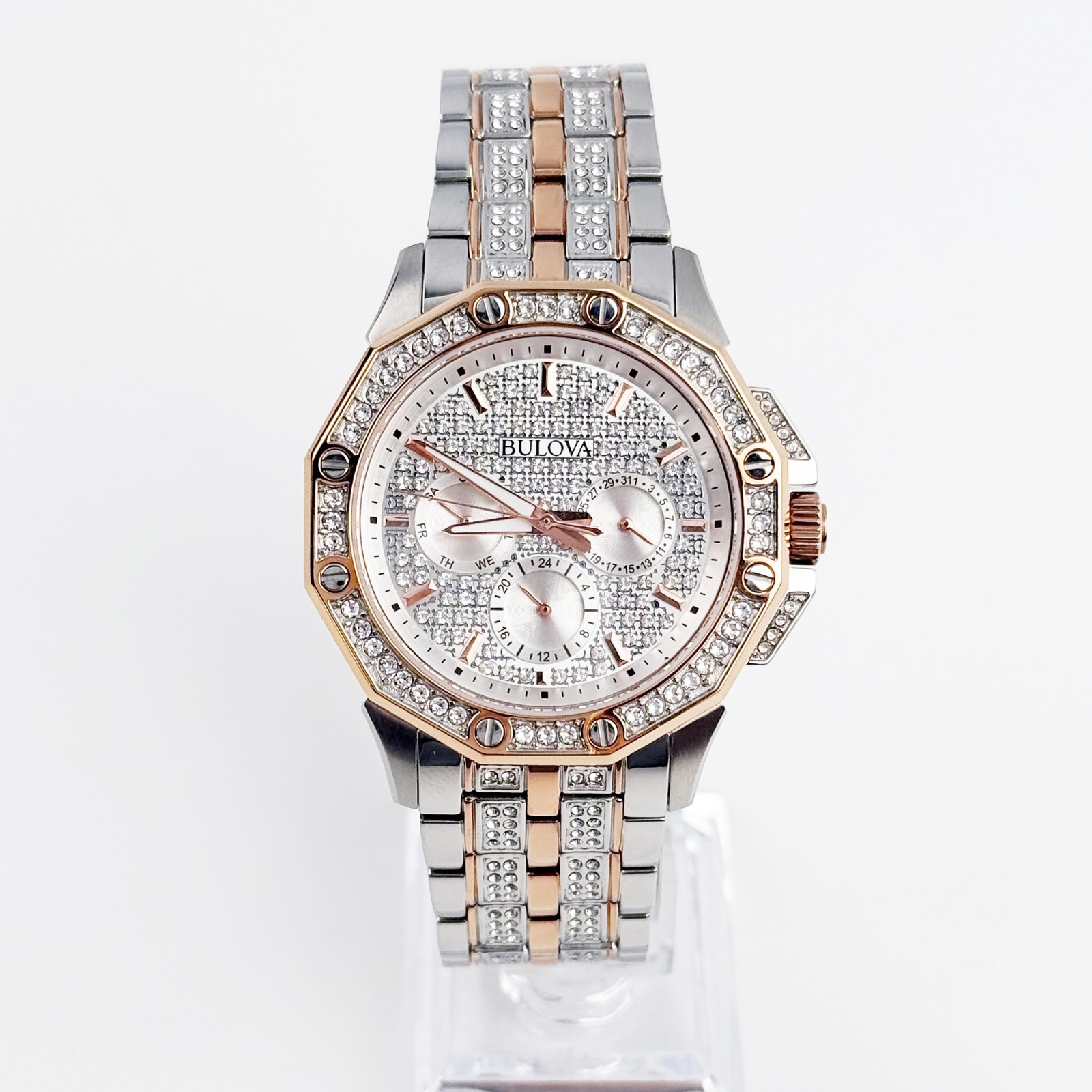 Bulova 98C133 Octava Two-Tone Crystal Men’s Stainless Steel Quartz Watch 41.5 mm