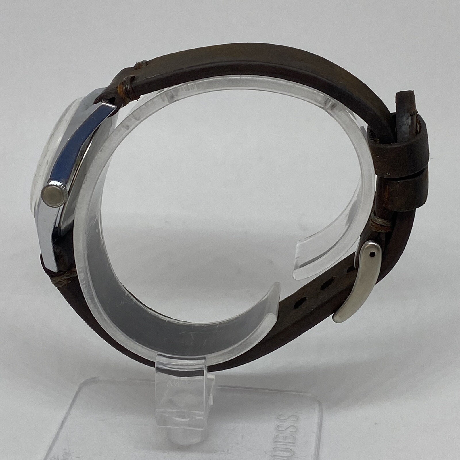 Timex Marlin Watch Mechanical England Blue Dial Rare Day Running W/ Leather Band