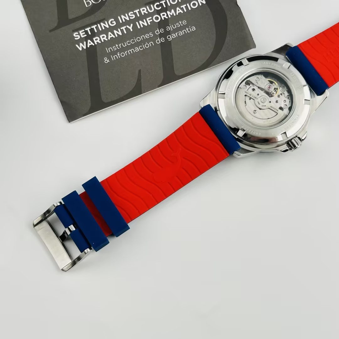 Bulova 98A225 Marine Star Automatic White Dial Silicon Strap Men’s Watch New