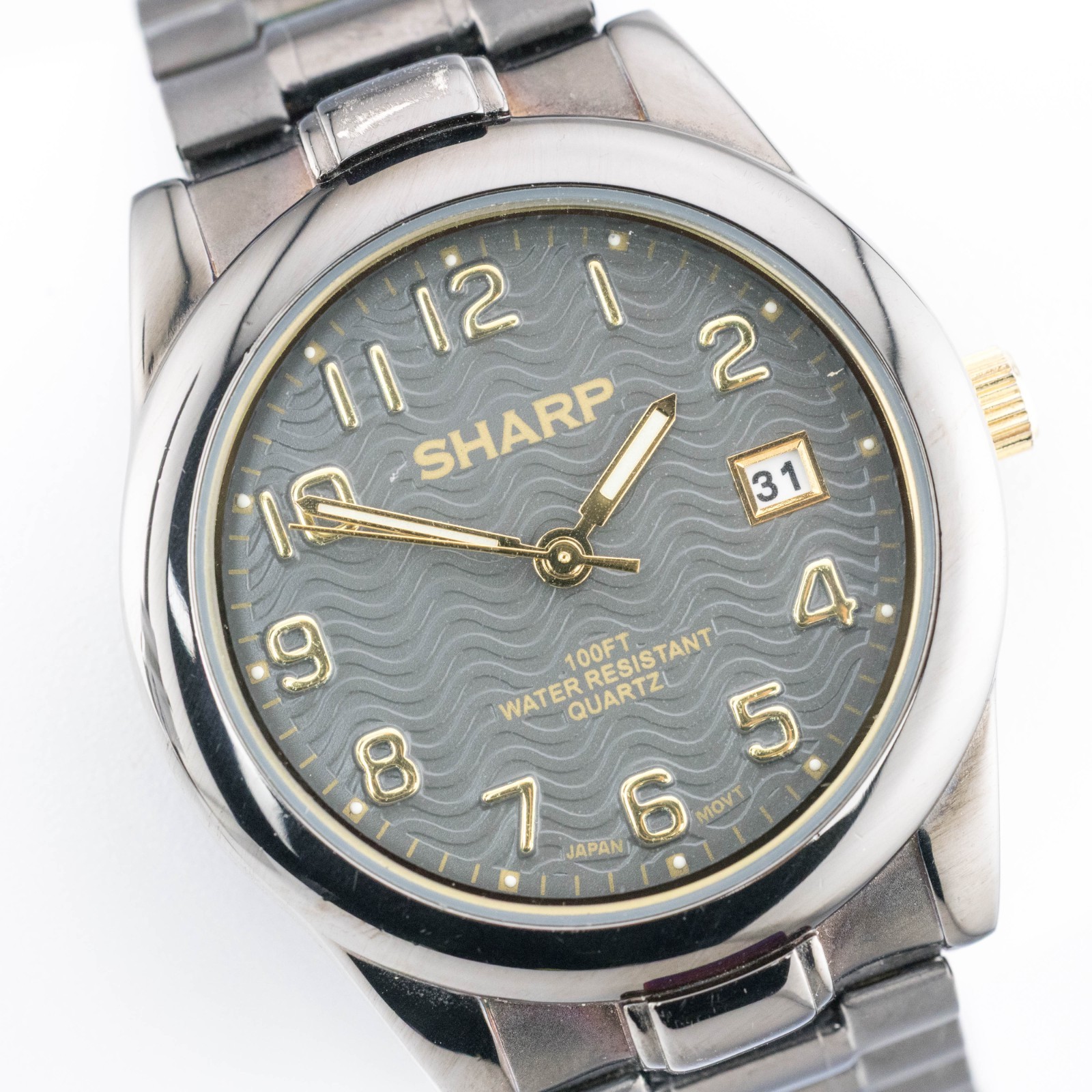 SHARP SHP2037 Dark-Tone Quartz Analog Men’s Watch Sz. 7″ New Battery