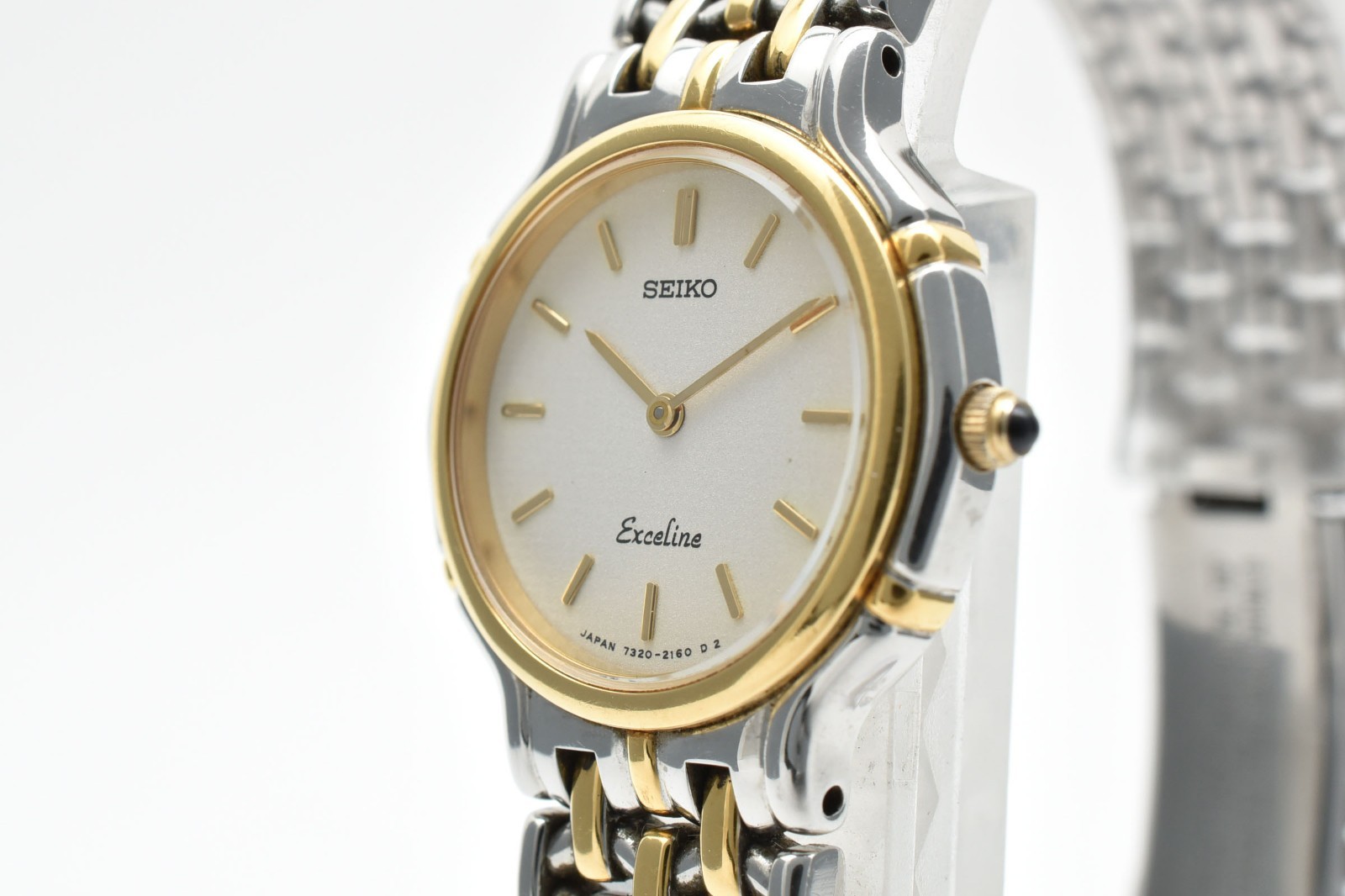 Vintege 1990 SEIKO 7320-0410 Exceline Gold Roman Quartz Ivory Dial Ladies Watch