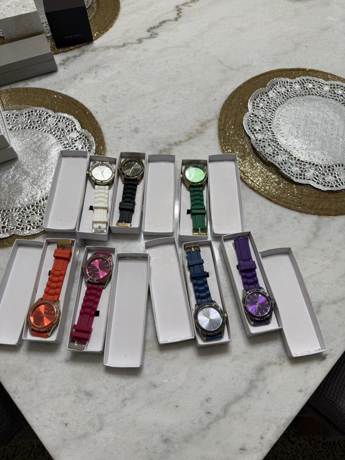 Geneve Quartz Analog Wristwatch Silicone Strap Assorted Colors w/ Box