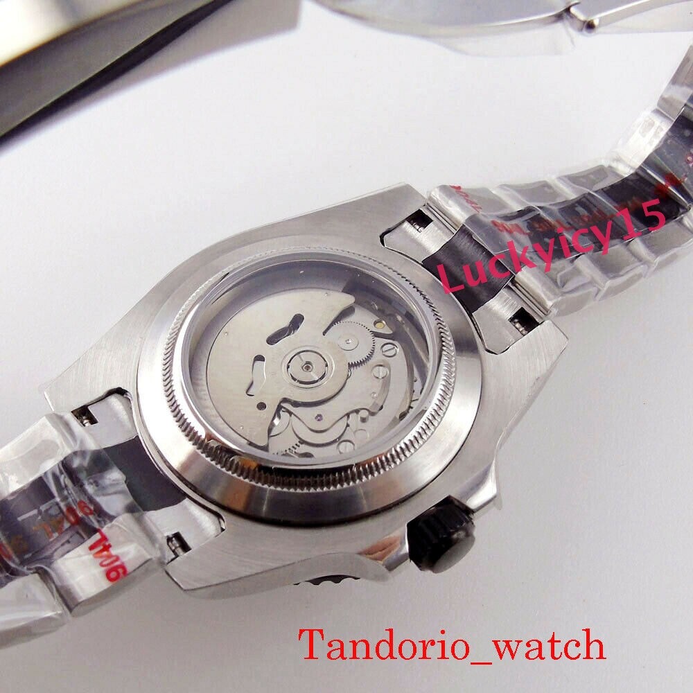 Two Tone 40mm Automatic Mens Watch Black PVD Case 3ATM Auto Date Folding Clasp