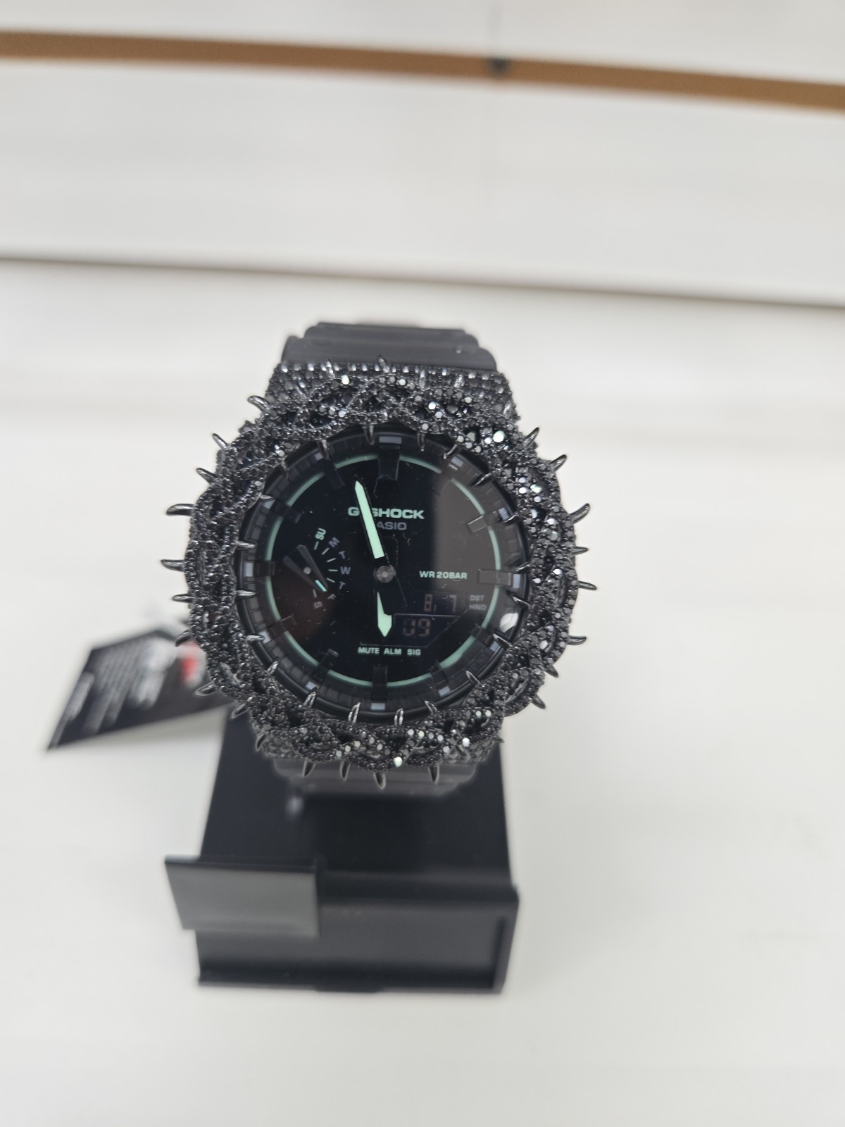 Moissanite G Shock Watch Casio 2100 Model Grey Color Band Black Color Bezel New