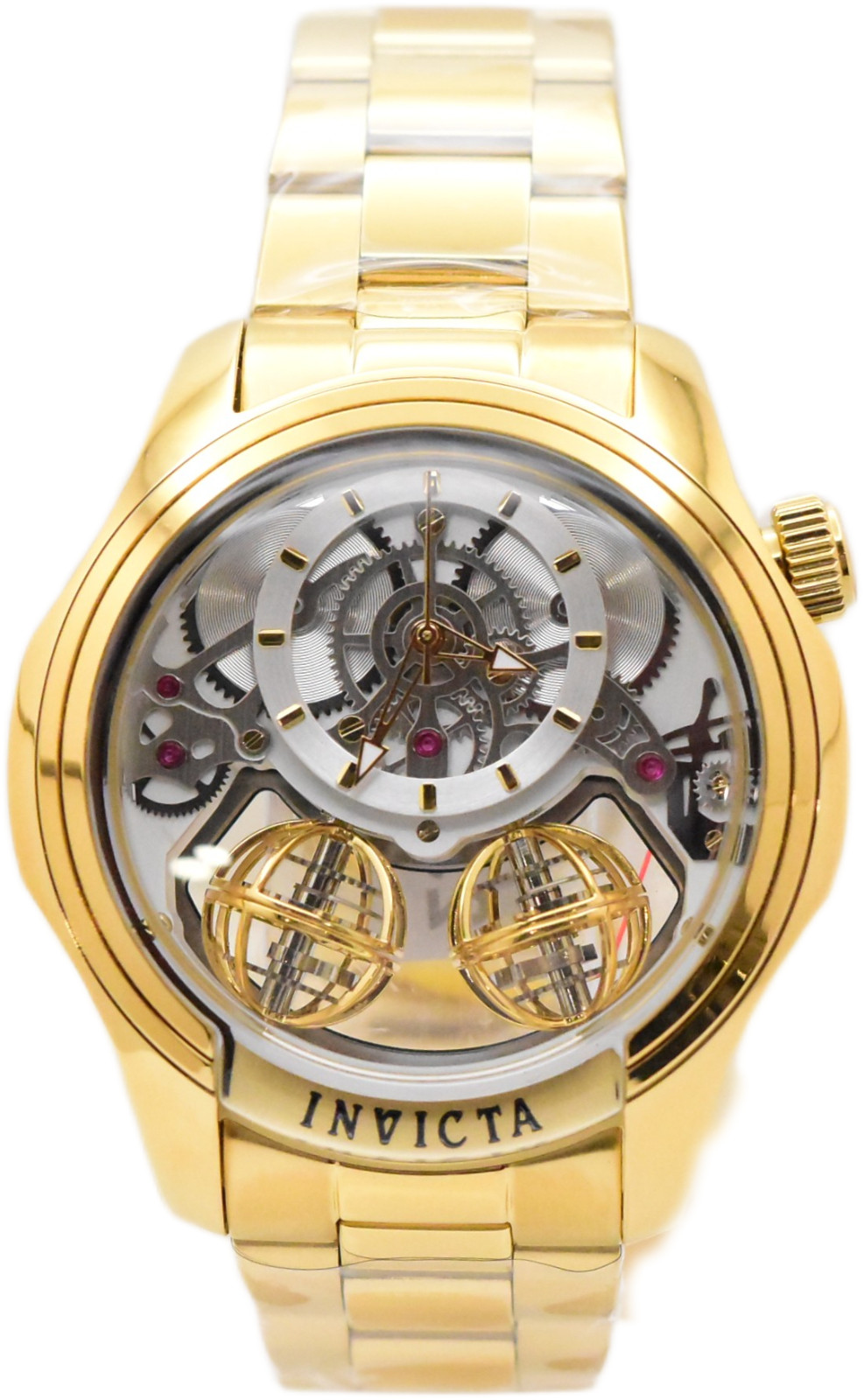 Invicta Specialty Twin-Axis Men’s 46mm Quartz Watch Gold Skeleton Dial 48900