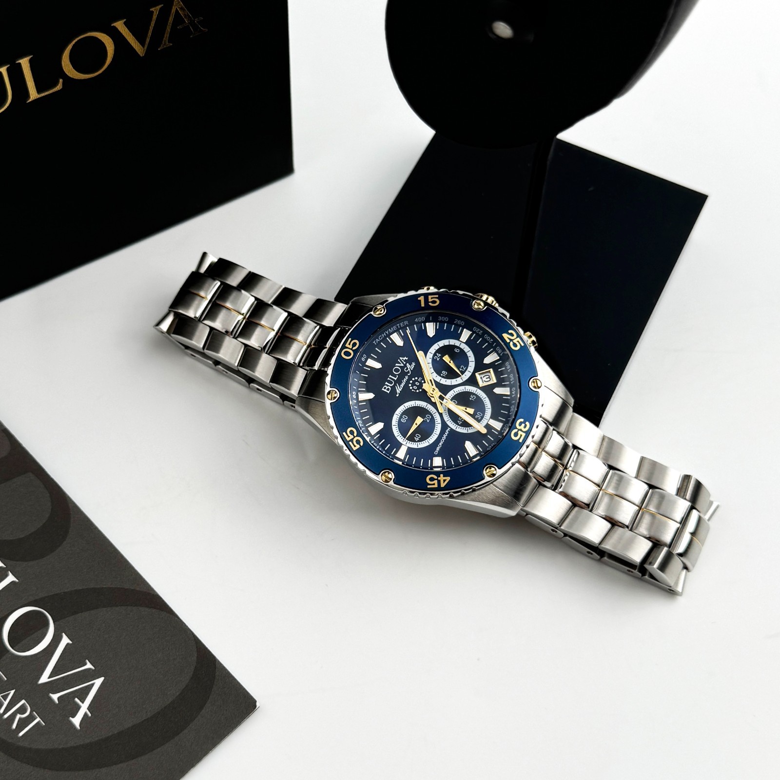 Bulova 98B400 Marine Star Chronograph Blue Dial Two-Tone stainless Men’s Watch