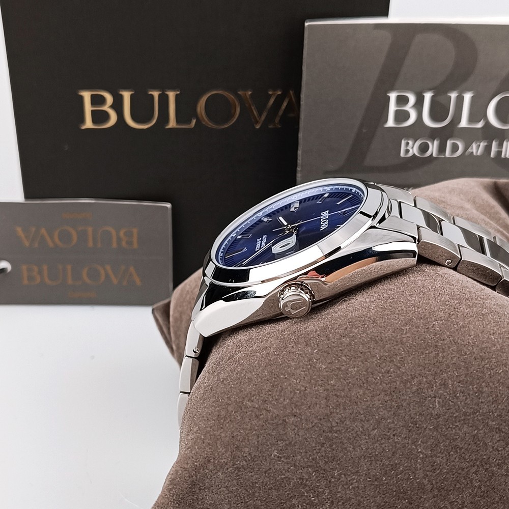 Men’s Bulova Classic Surveyor 96B436 Blue Dial Stainless Steel Automatic Watch