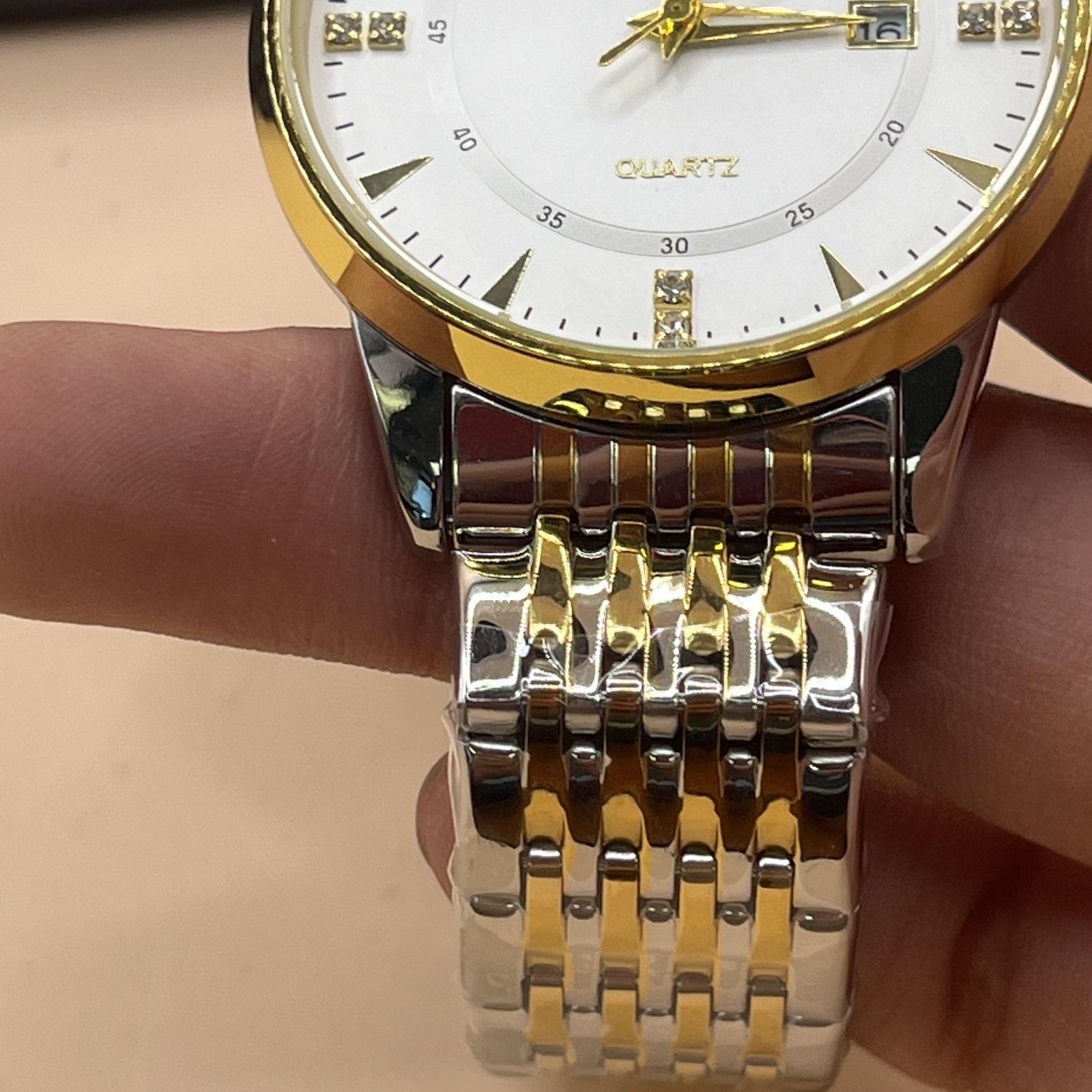 LIGE Watch Mens Quartz Date Two-Tone Stainless Steel White Dial Dress LGB9144-C