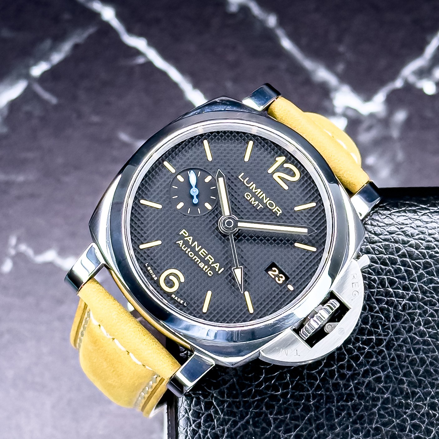 Panerai Luminor 1950 GMT 42mm Steel Hobnail Dial PAM01535 – PAM 1535 – B & P