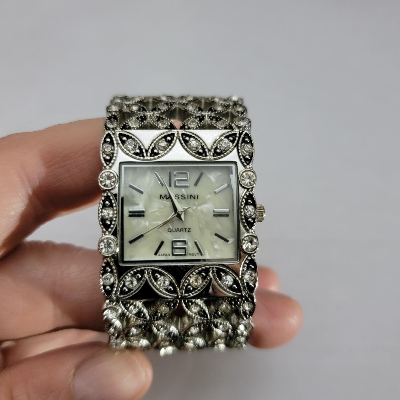 Massini Womens Watch Silver Case White Mother-of-Pearl Dial Bracelet Quartz