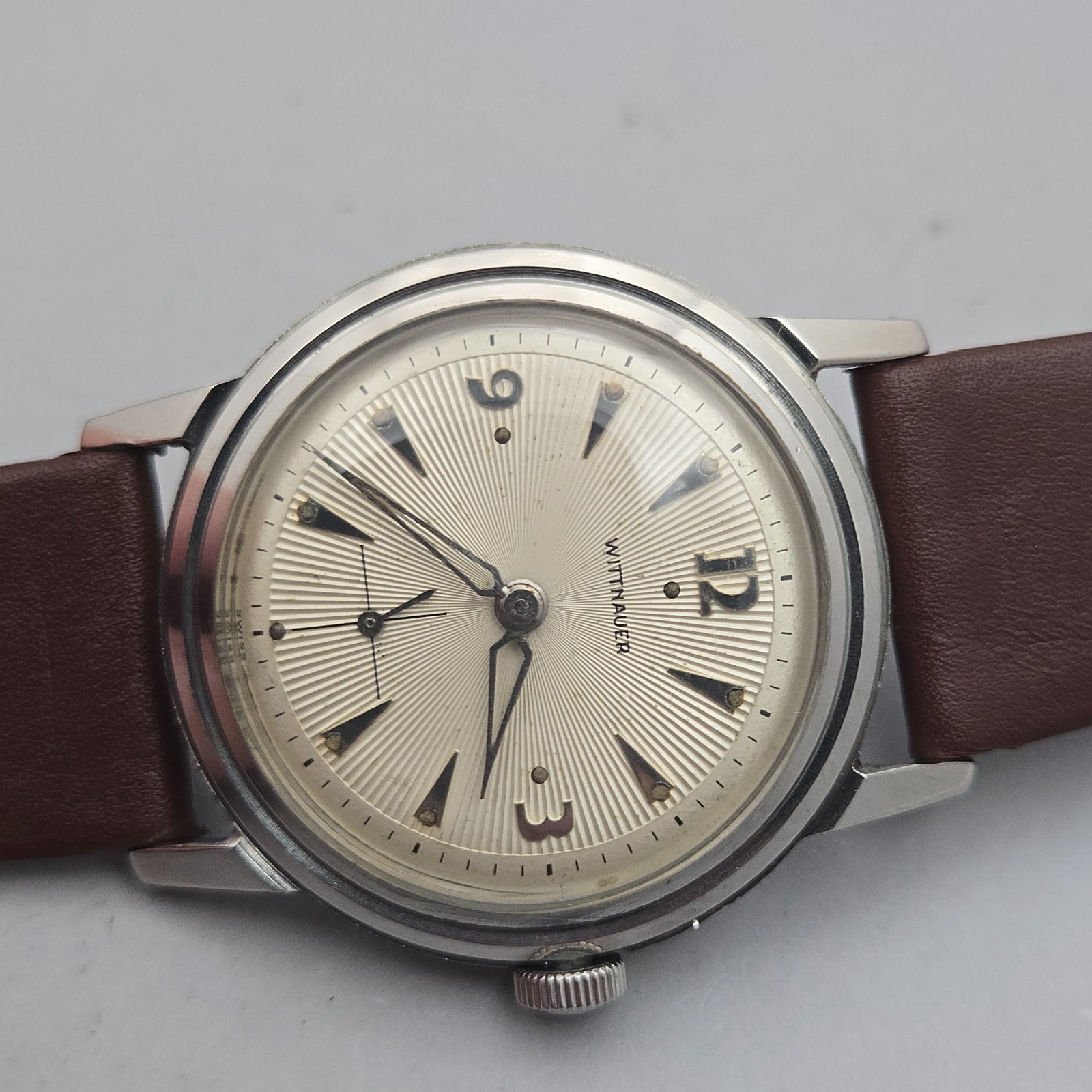 Vintage WITTNAUER men’s manual wind watch 10SG Sunburst dial 1950s