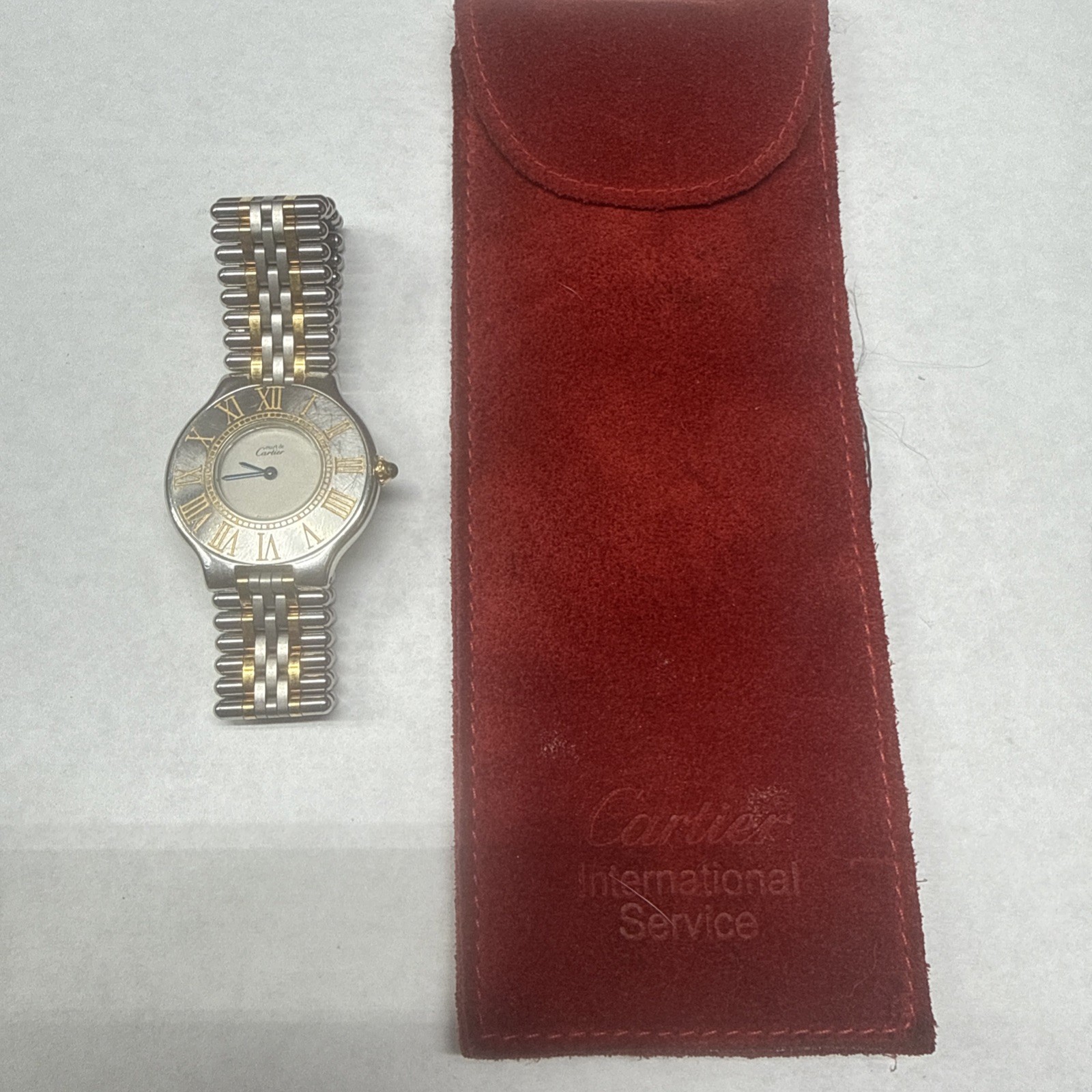 21 Must de Cartier 31mm SS/18k Beige White Dial Watch 7-7.5” Wrist