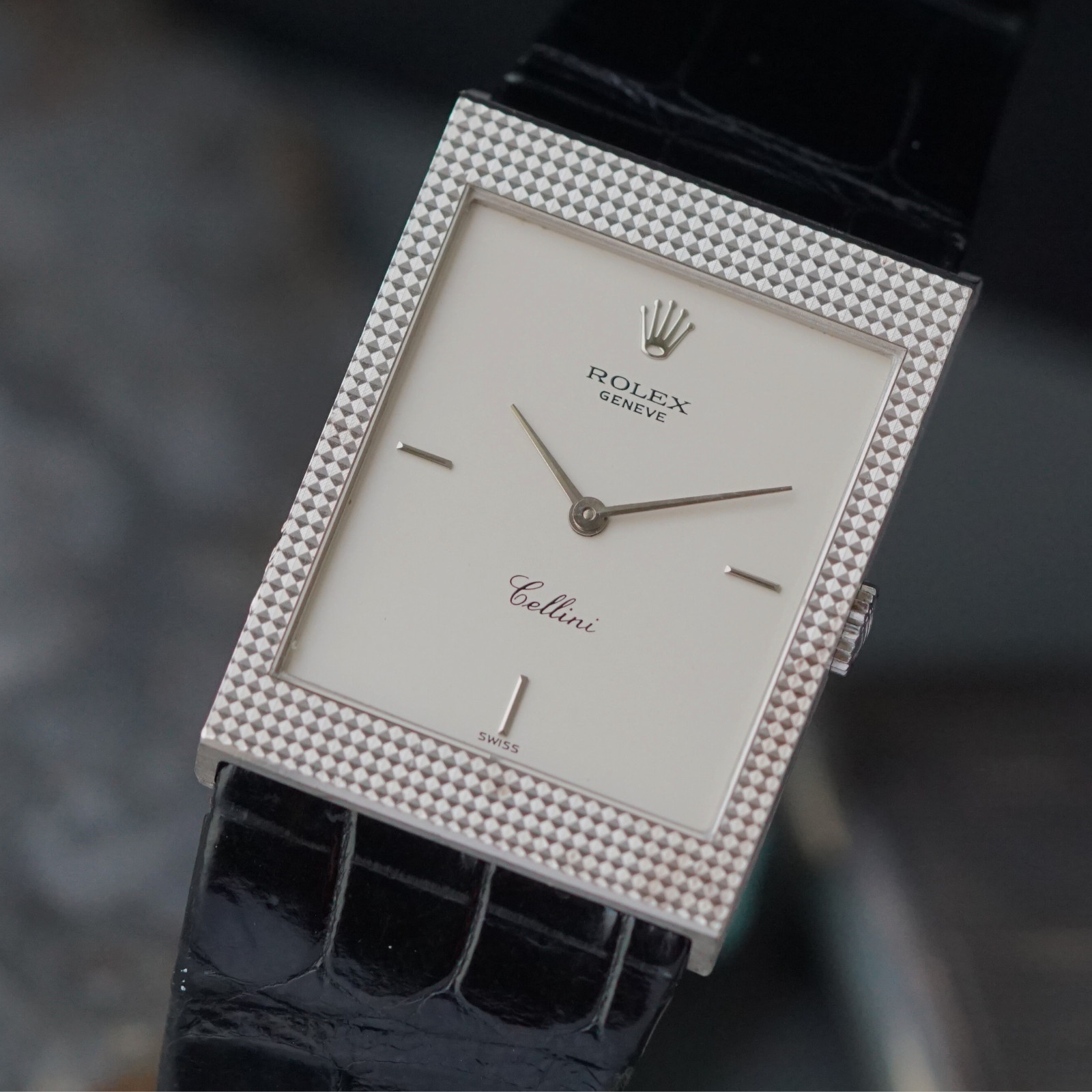 Rolex Cellini Ref. 4127 Hobnail 18k White Gold Manual Wind 1995